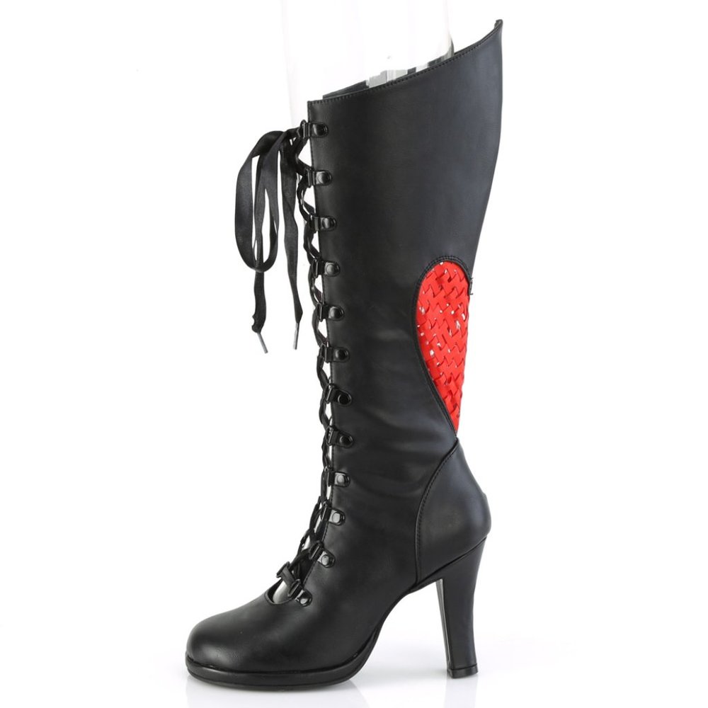 Heart Platform Heel Lace Up Knee High Boots - Picture 3 of 5